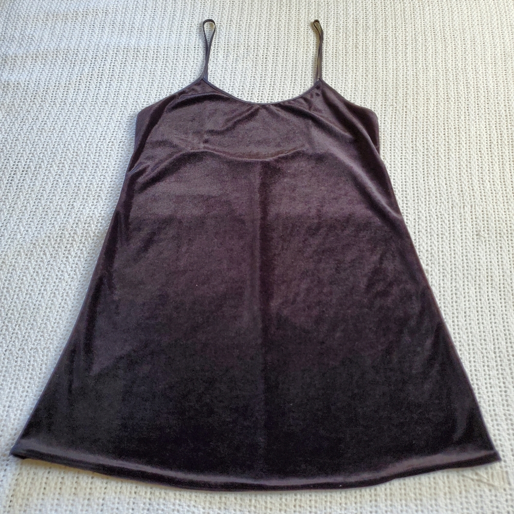 Women's Large Spaghetti Strap Mini Dress Black Velvet Goth y2k 90s
